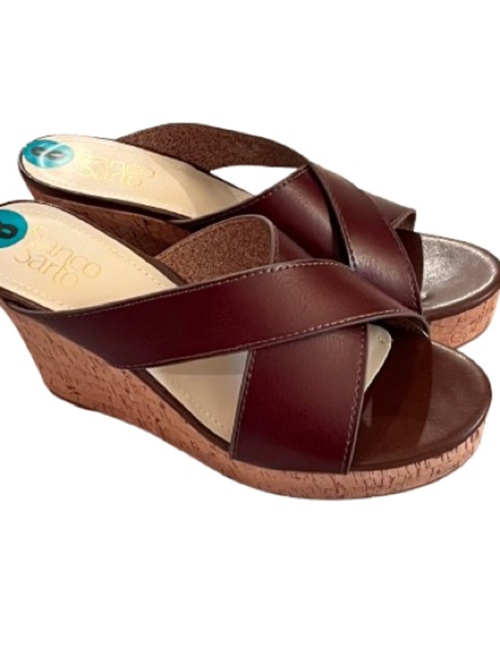 🆕- Franco Sarto- Women’s Rich Brown  Cross Strap Wedge Sandal - Size: 8